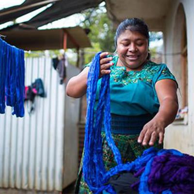 mayan artisan with yarn for crocheting 