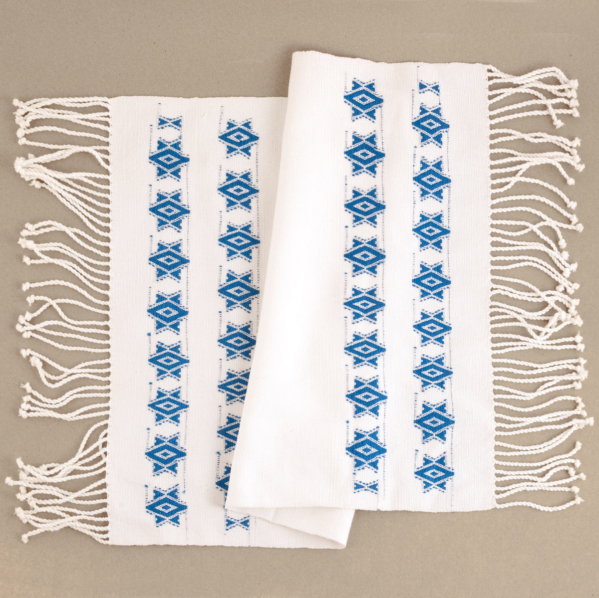 White Challah Cover with Blue Stars
