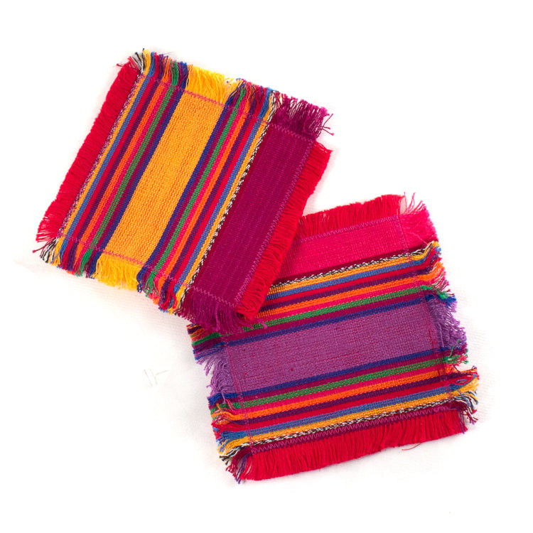 handwoven coasters, Guatemala fabric