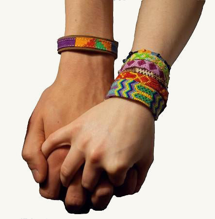 wide Guatemalan friendship bracelet bright