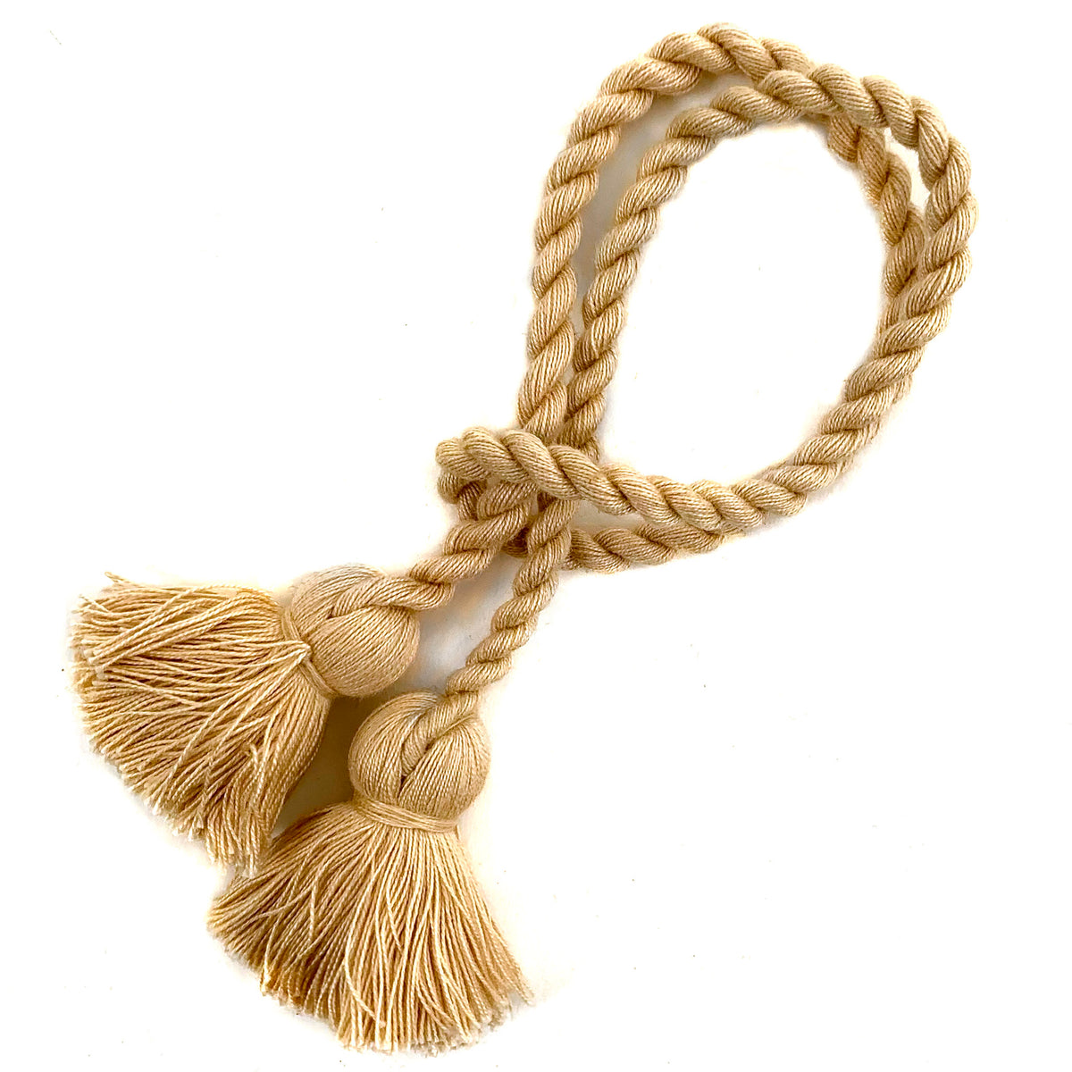 twisted napkin cord with tassel - beige