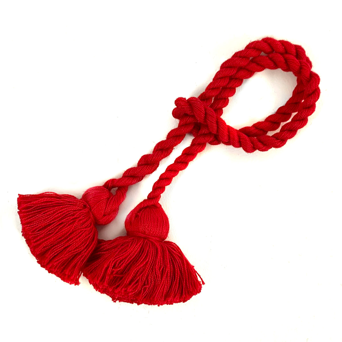 twisted napkin cord with tassel - red