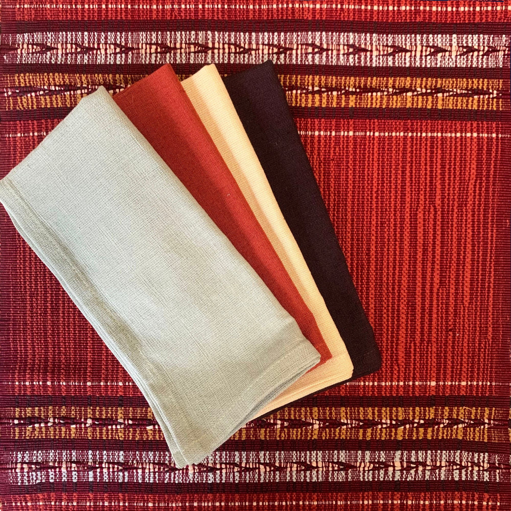 Handwoven Table Runner brick color