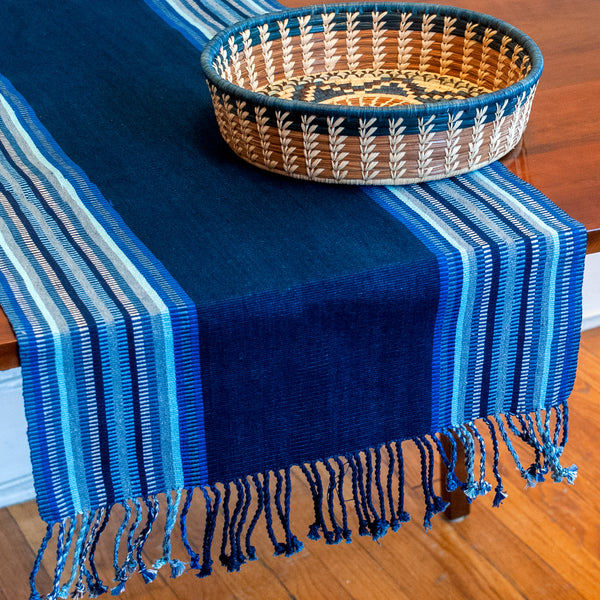Indigo & Blues Table Runner | Handwoven Cotton Table Linens Made