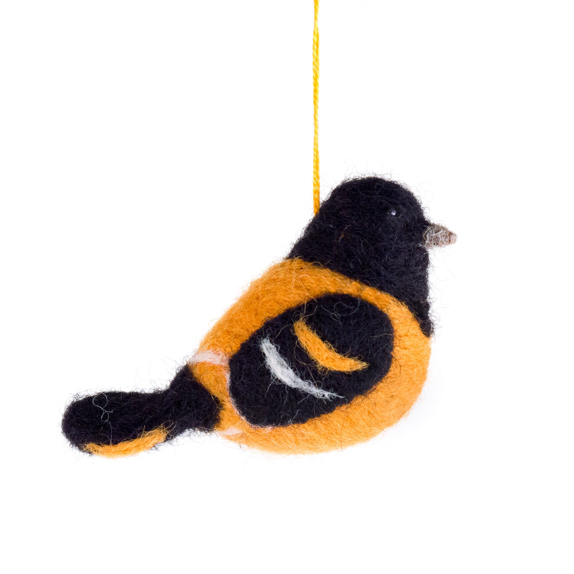 felted wool oriole ornament
