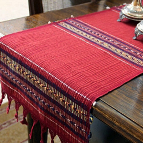 Brick Arrow Table Runner | Handwoven Cotton Table Linens Made in Brick Arrow Table Runner | Handwoven Cotton Table Linens Made in
