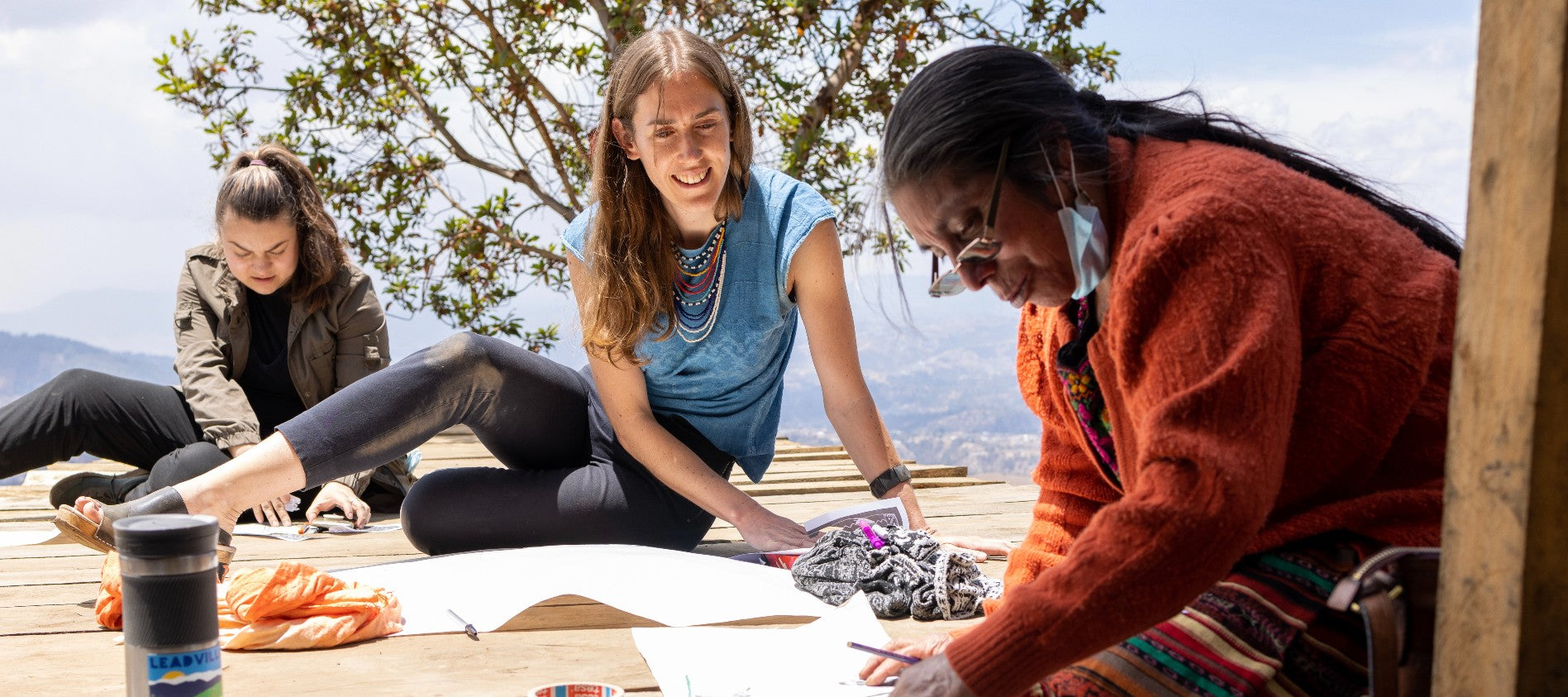 Executive Director Madeline Kreider Carlson at artisan workshop in Guatemala