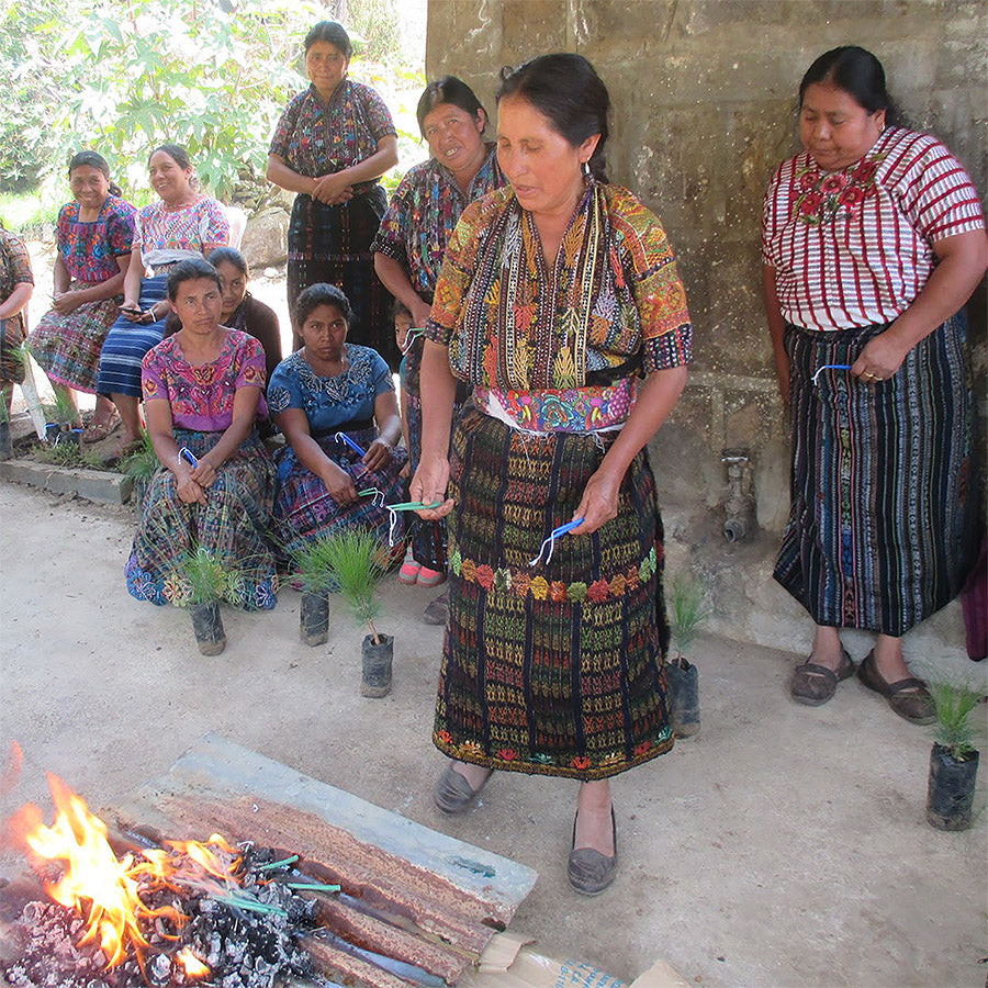 basket maker at Mayan tree blessing ceremony