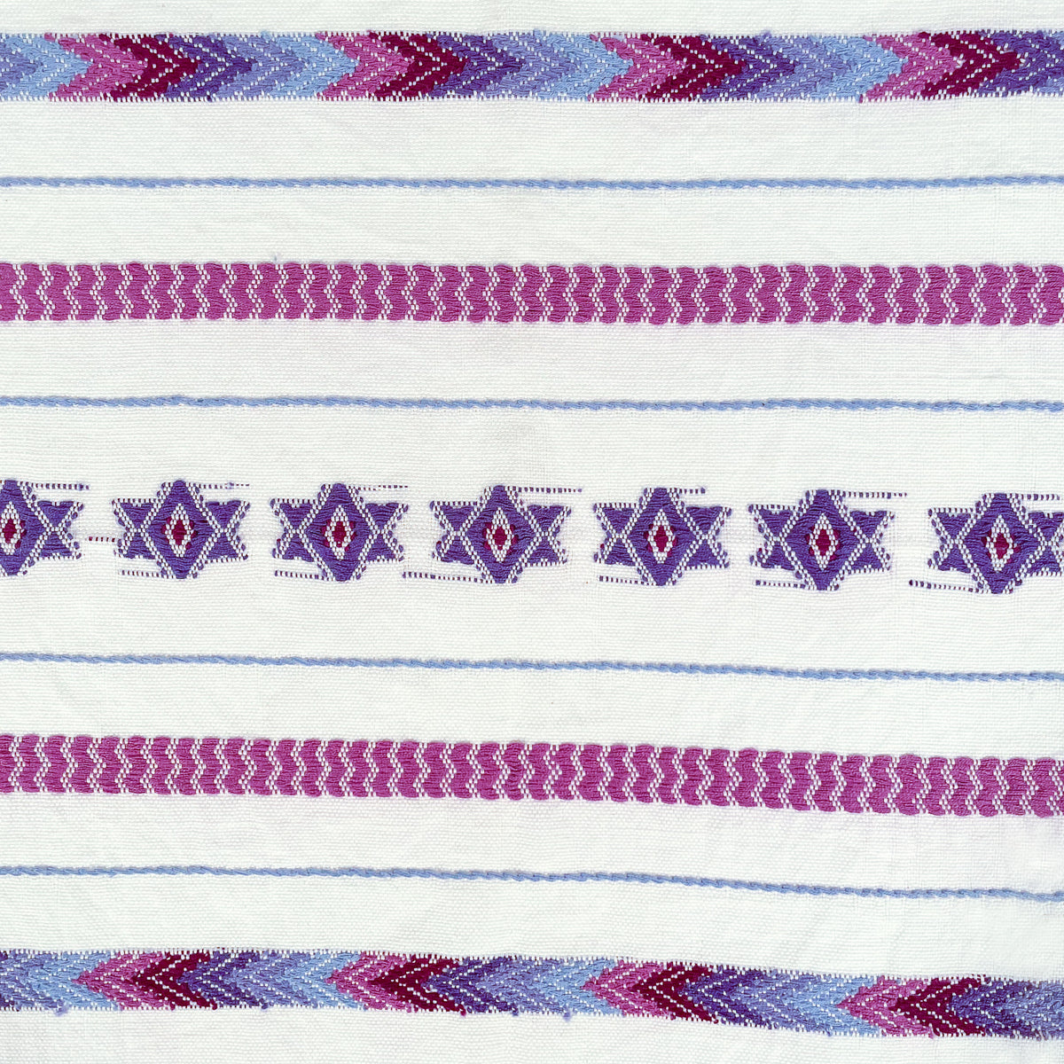 Closeup view of brocade details on Brocade Challah Cover in Purple