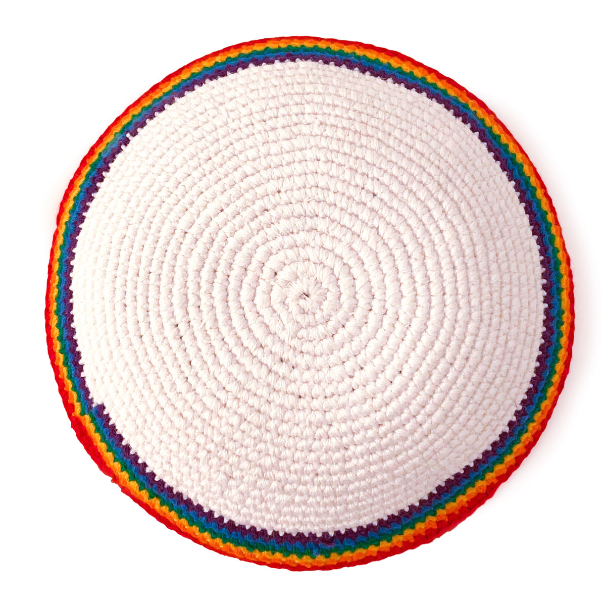 Rainbow Kippah in White