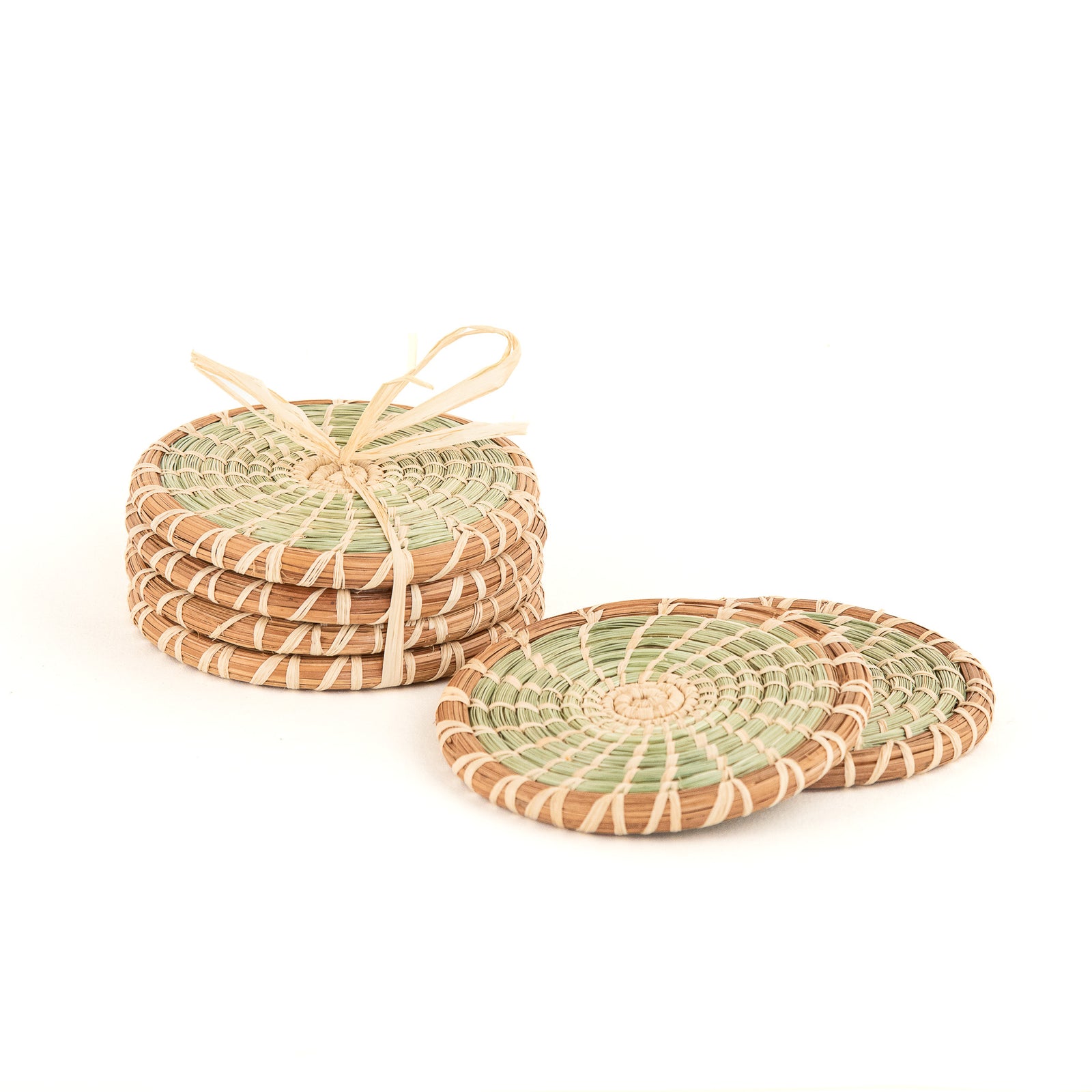 pine needle and sweetgrass coaster, set of 4