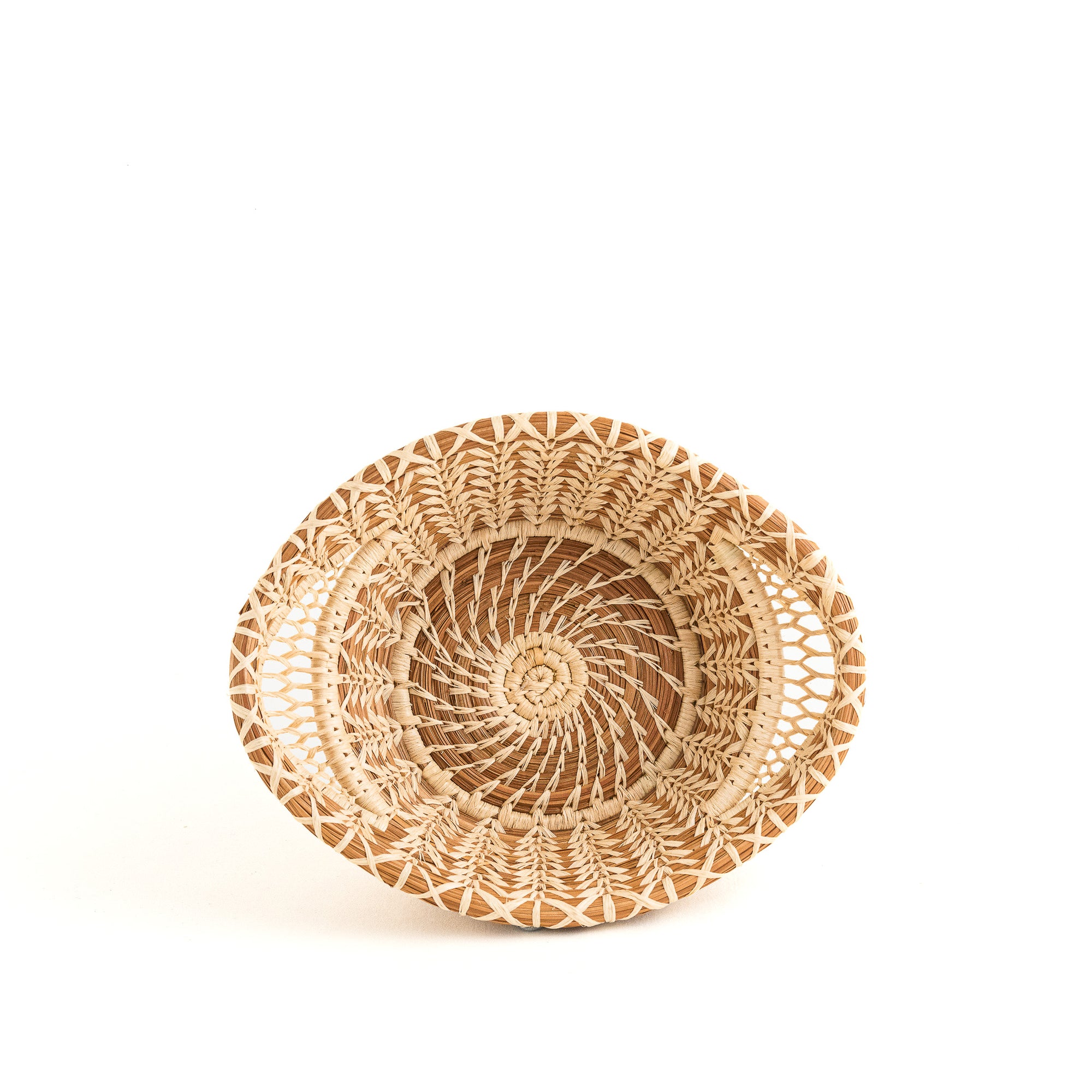 Small Pine Needle Basket with Lacy Handles