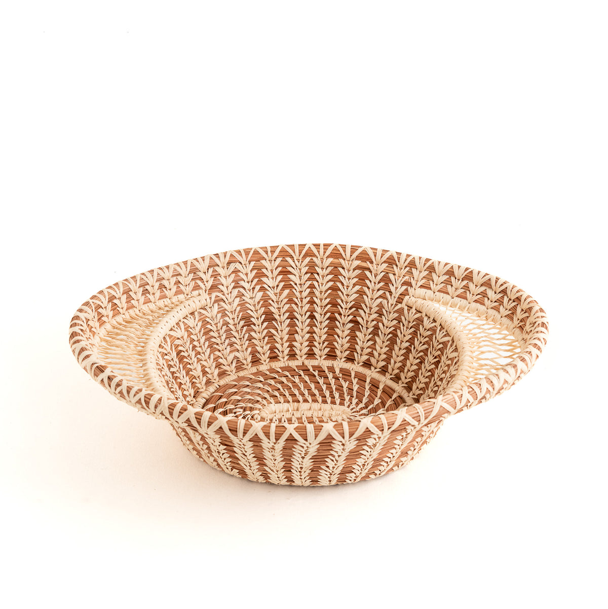 Pine Needle Basket with Lacy Handles