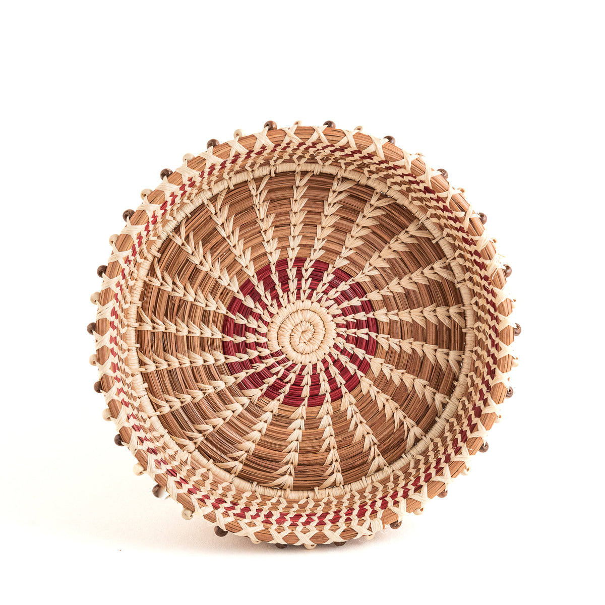 Pine Needle Basket with Bead Trim