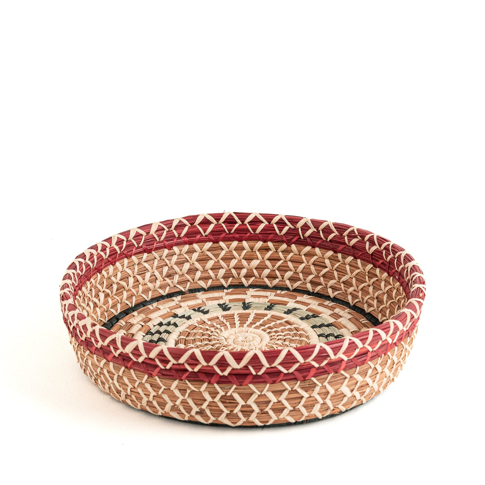 Checkered Pine Needle Basket top view