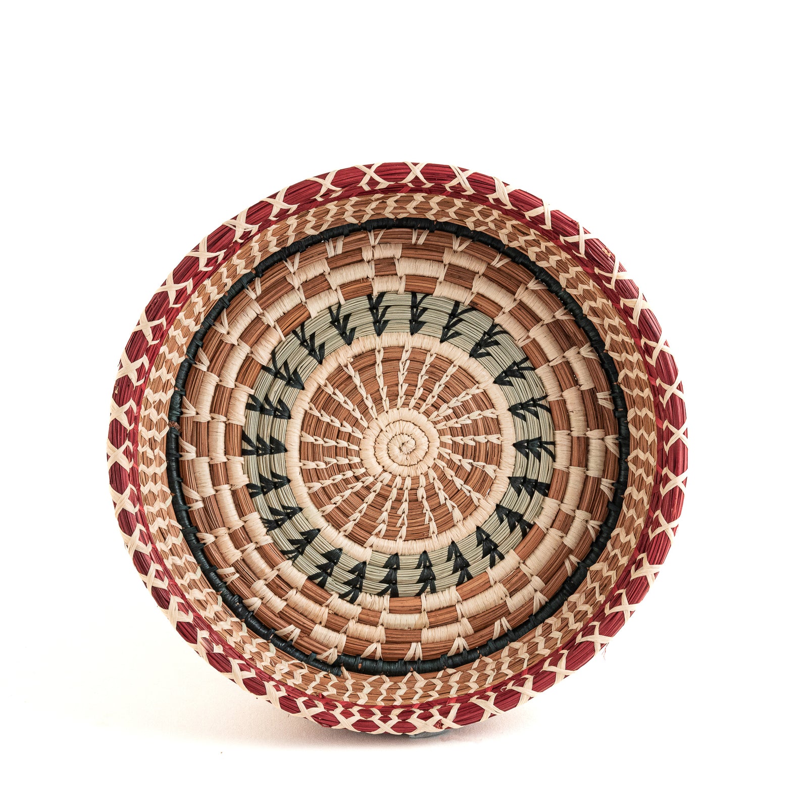 Checkered Pine Needle Basket top view