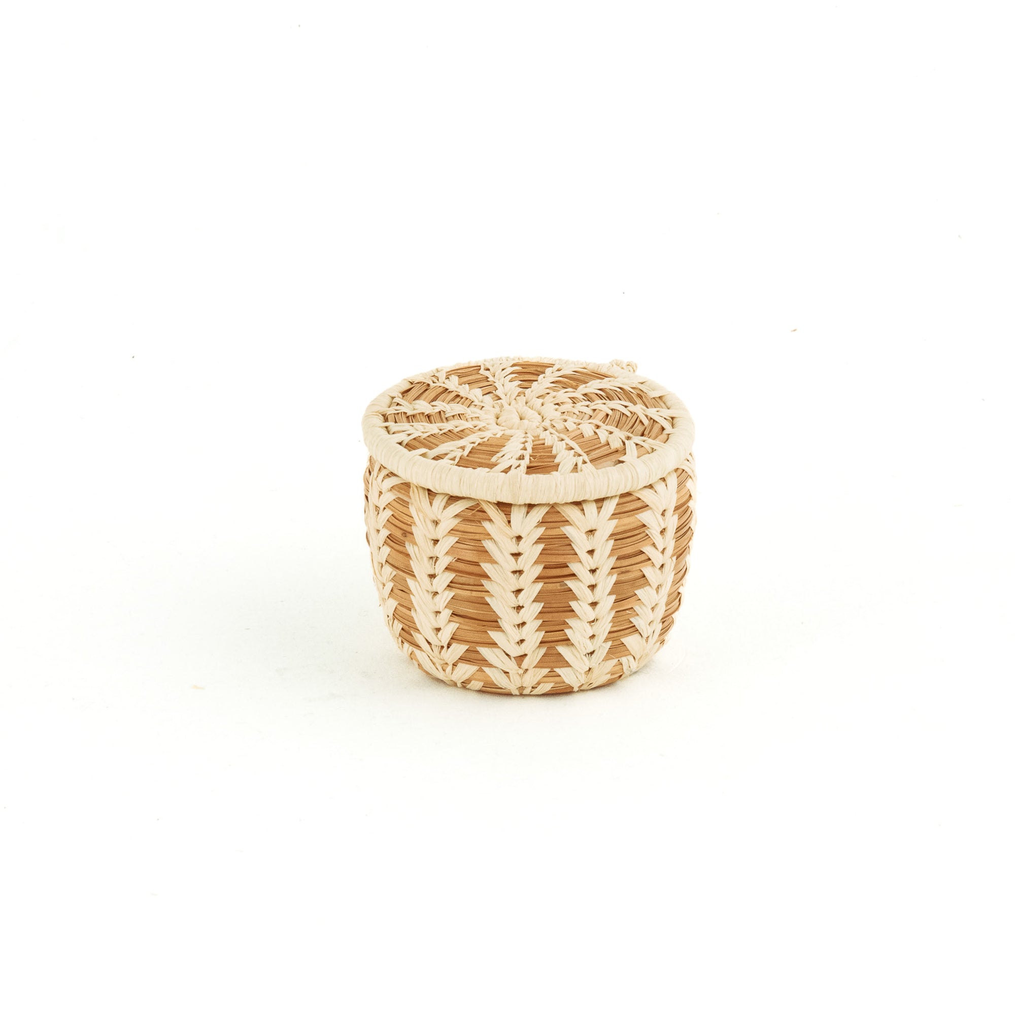 Miniature Pine Needle Basket with Lid