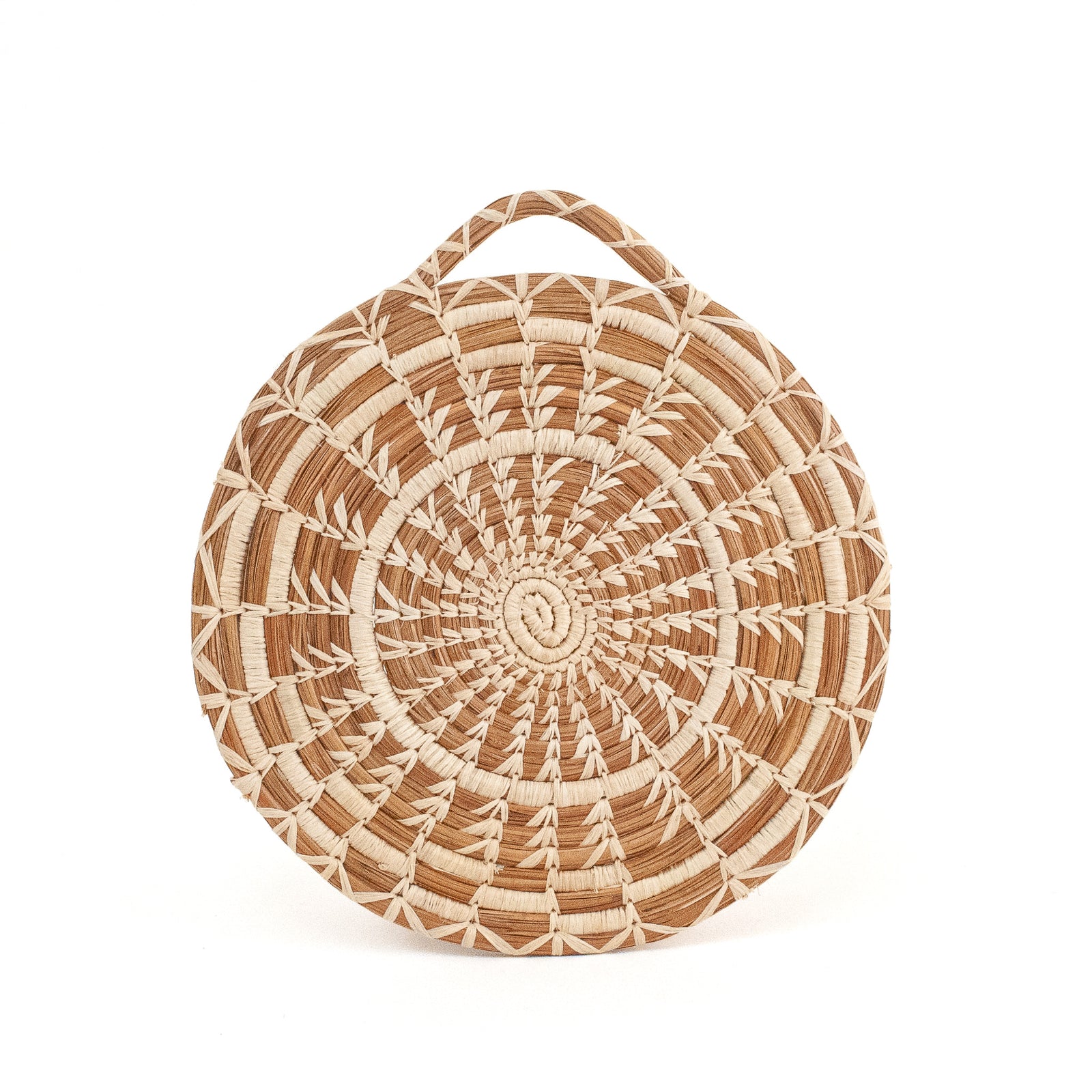 Group of three hanging pine needle trivets