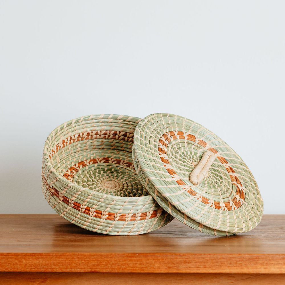 Wild Grass and Pine Tortilla Basket with Lid