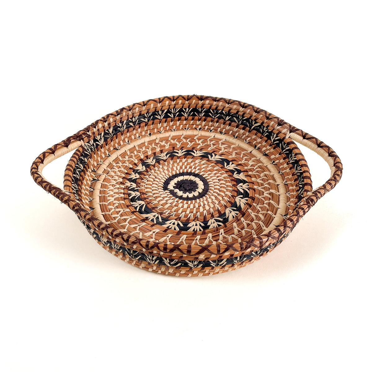 Award winning Pine needle basket with raffia