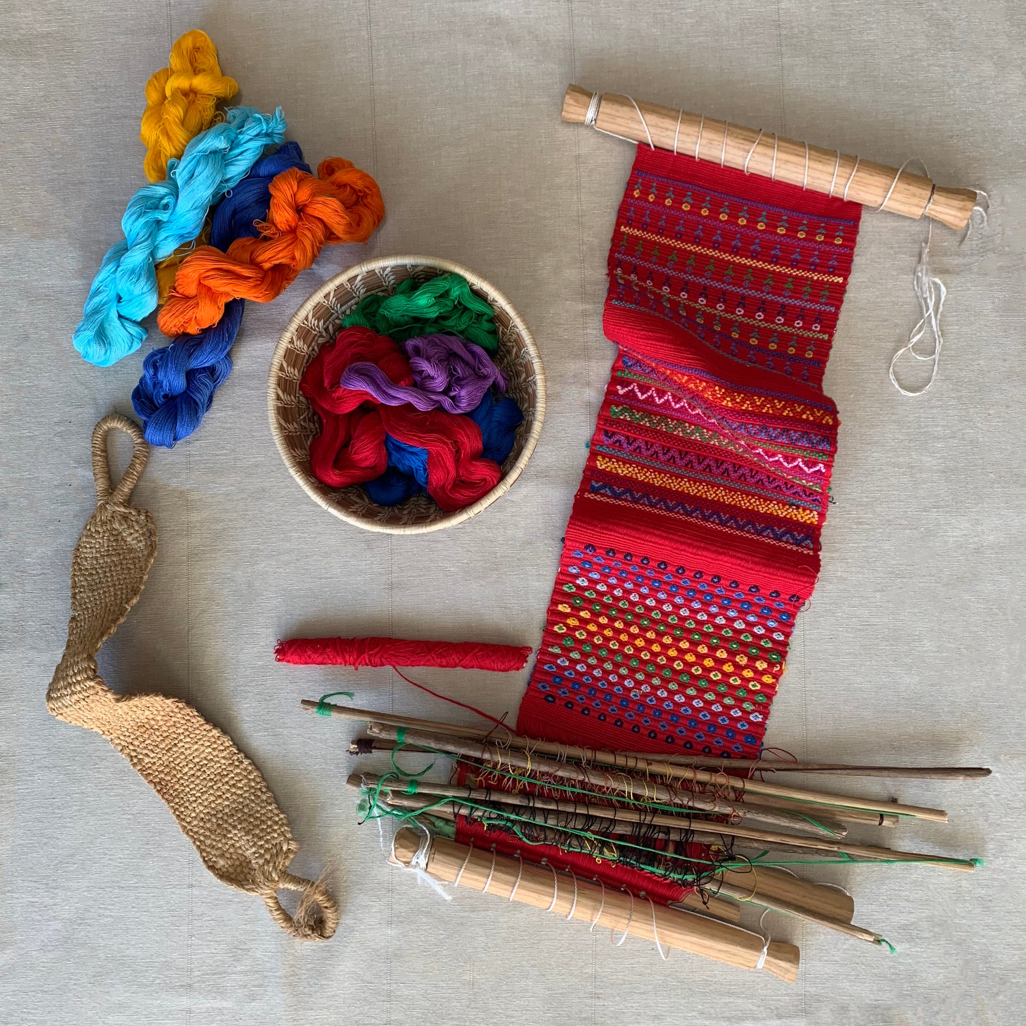 Hand Woven Square Potholder Red Fair Trade Mayamam Weavers