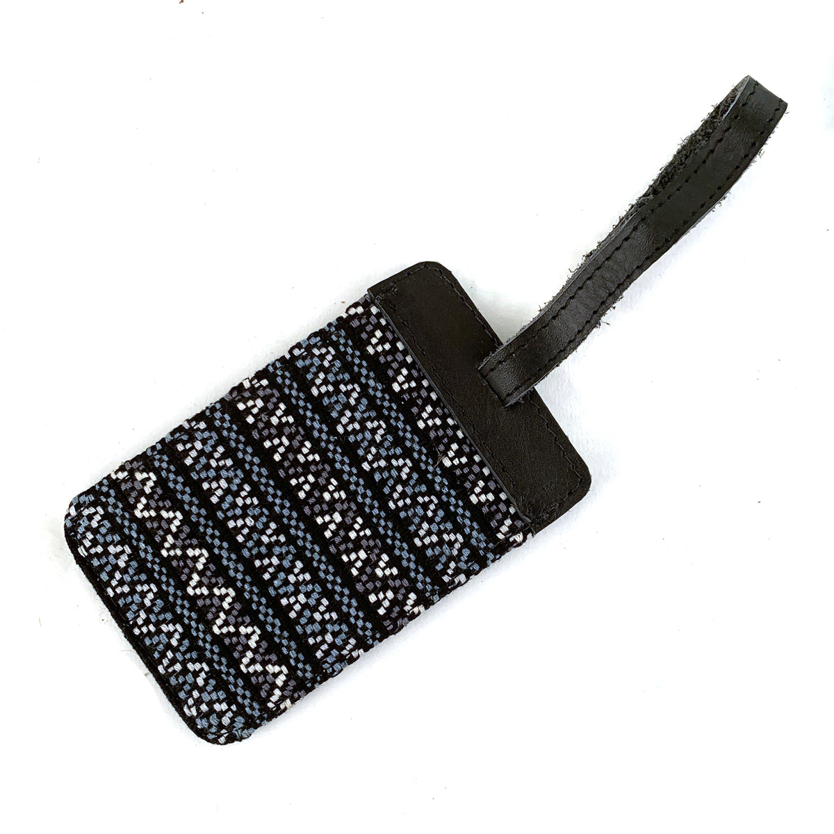 Leather Luggage Tag in Santiago Brocade