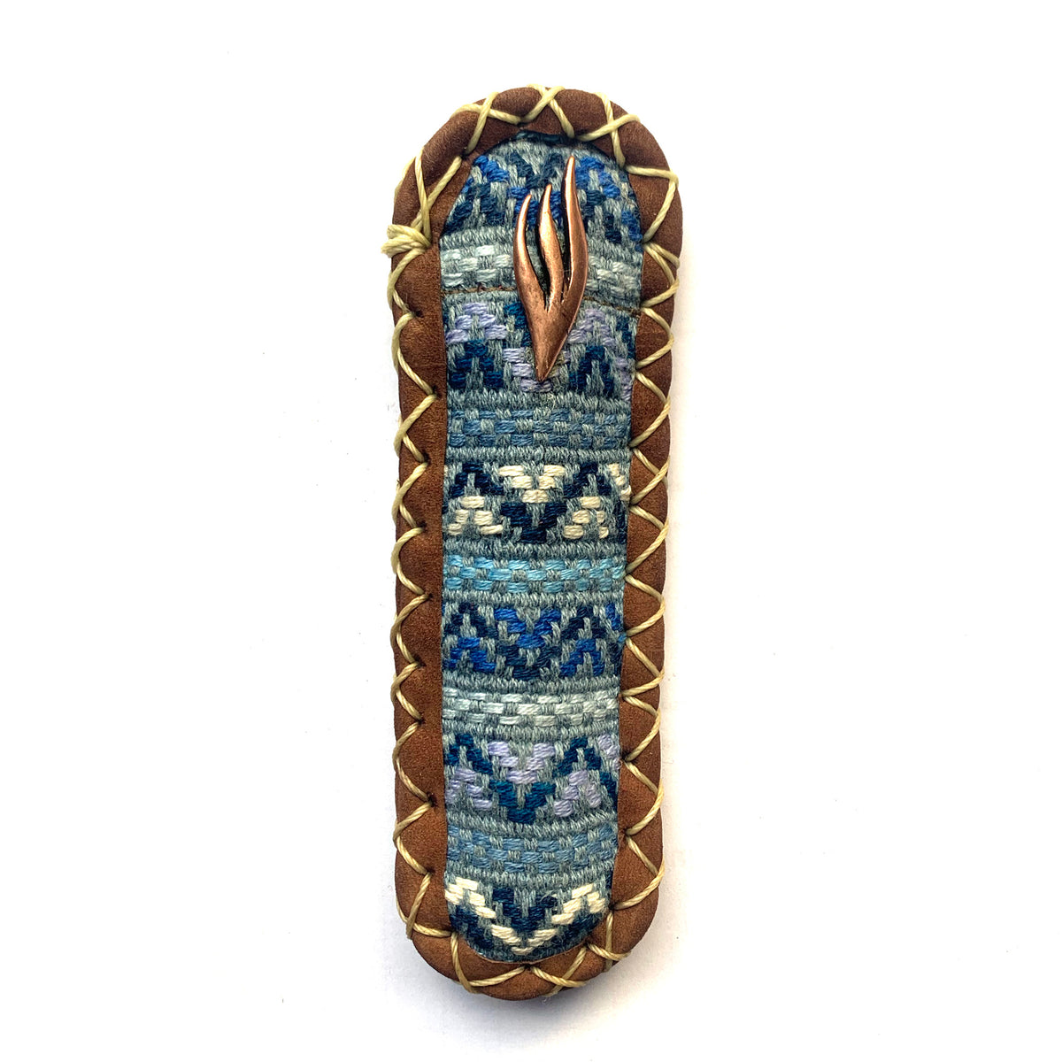 handwoven denim mezuzah