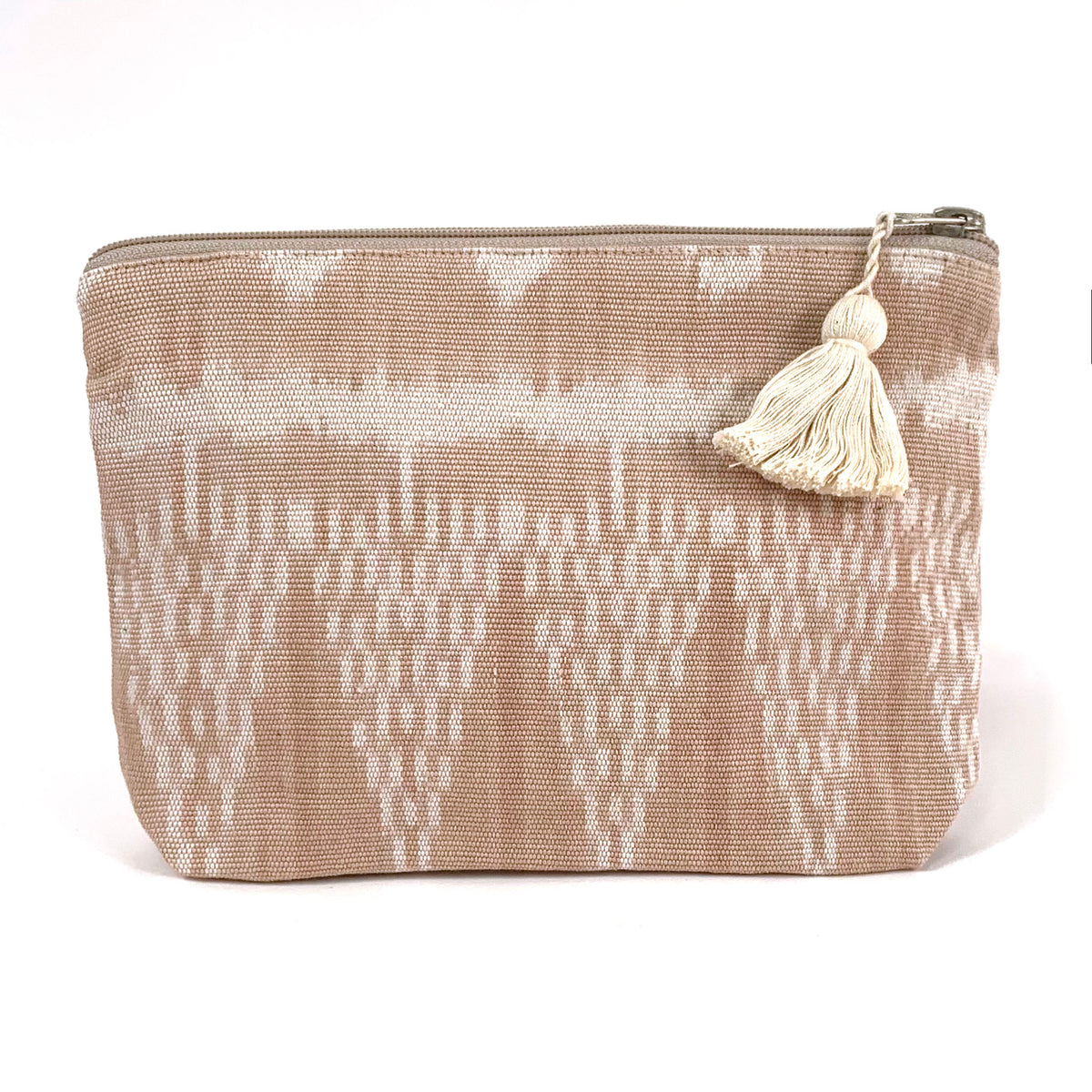 natural dye zipper bag with tassel