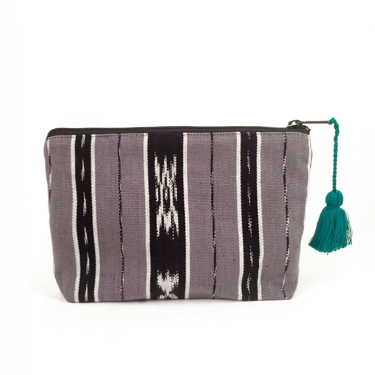 gray ikat cosmetic bag