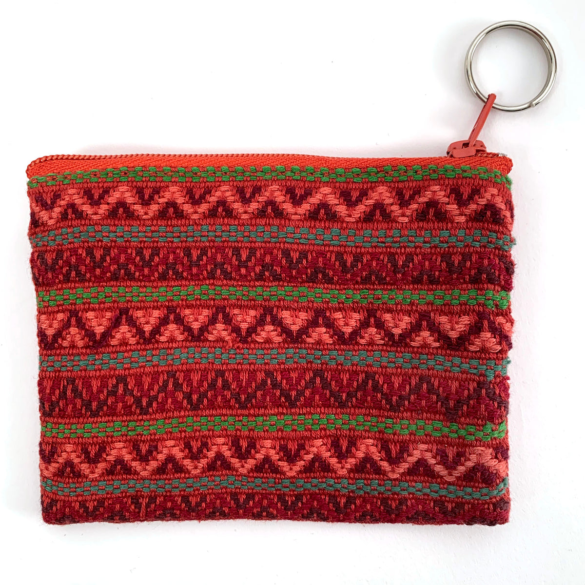 handwoven brocade coin purse - burnt orange