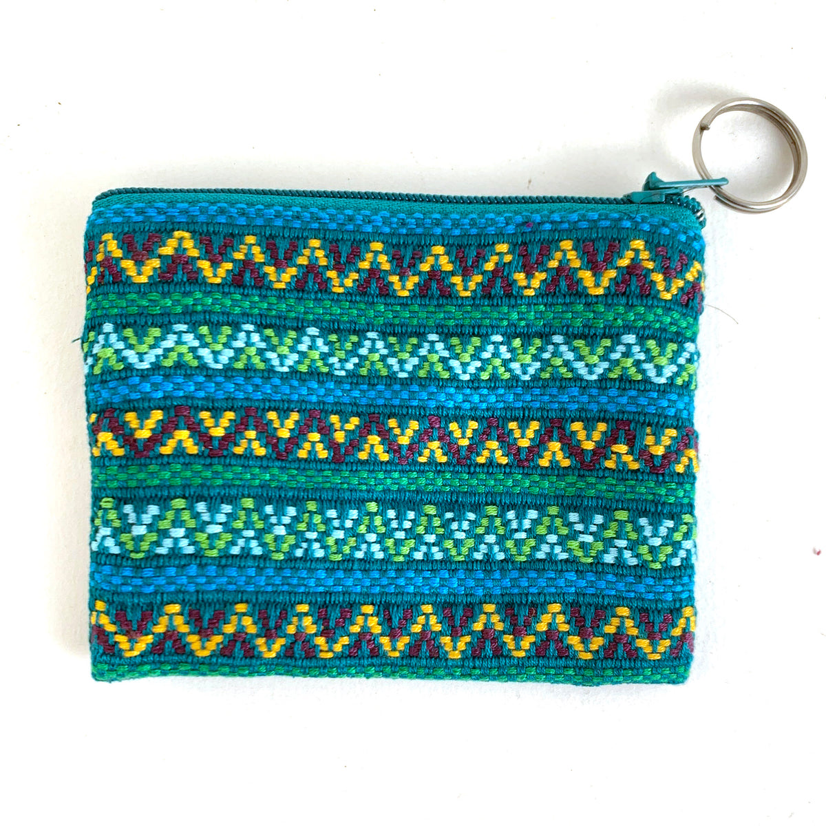 Small Zipper Pouch with Keyring in Santiago Brocade
