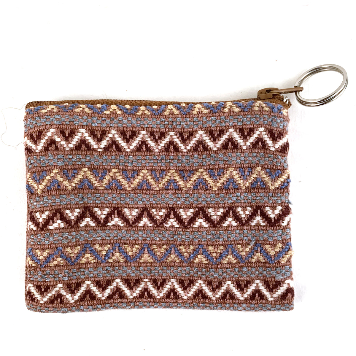 Small Zipper Pouch with Keyring in Santiago Brocade