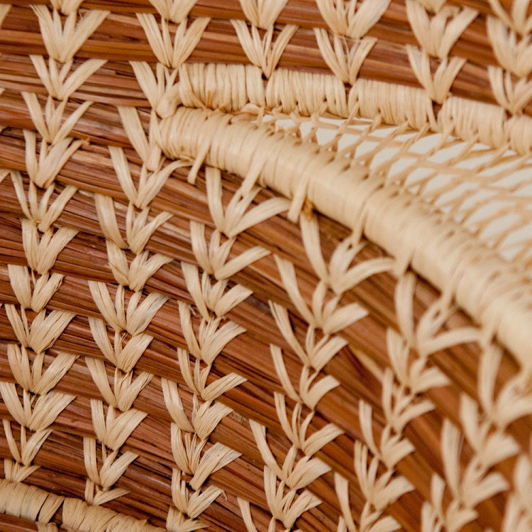 detail of Large Pine Needle Basket with Lacy Handles