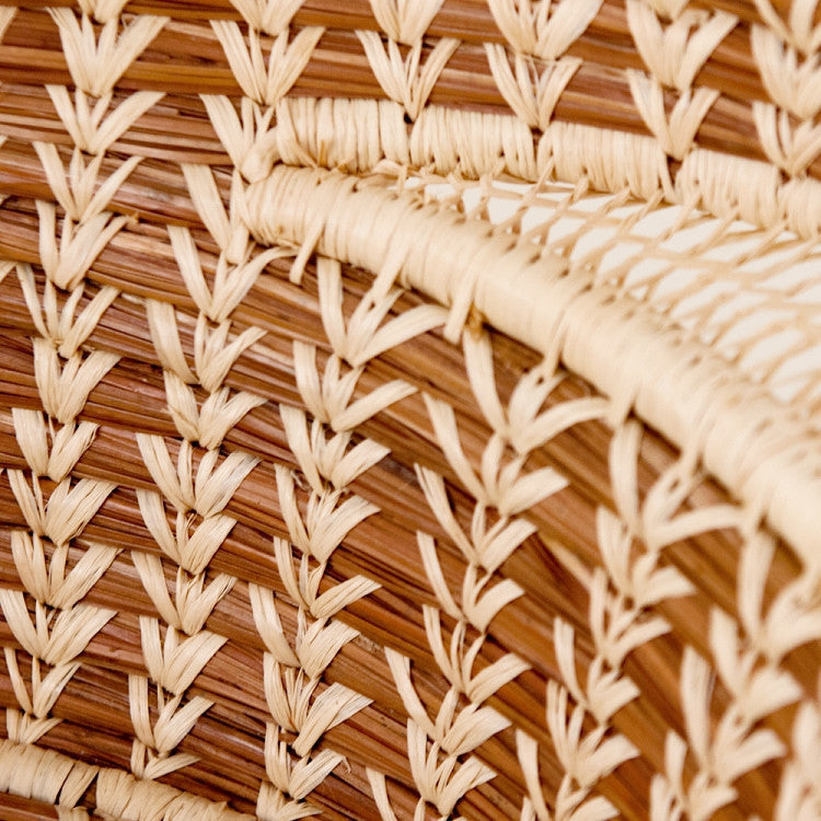 detail of Pine Needle Basket with Lacy Handles