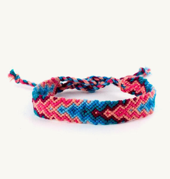handwoven teal and coral arrow bracelet