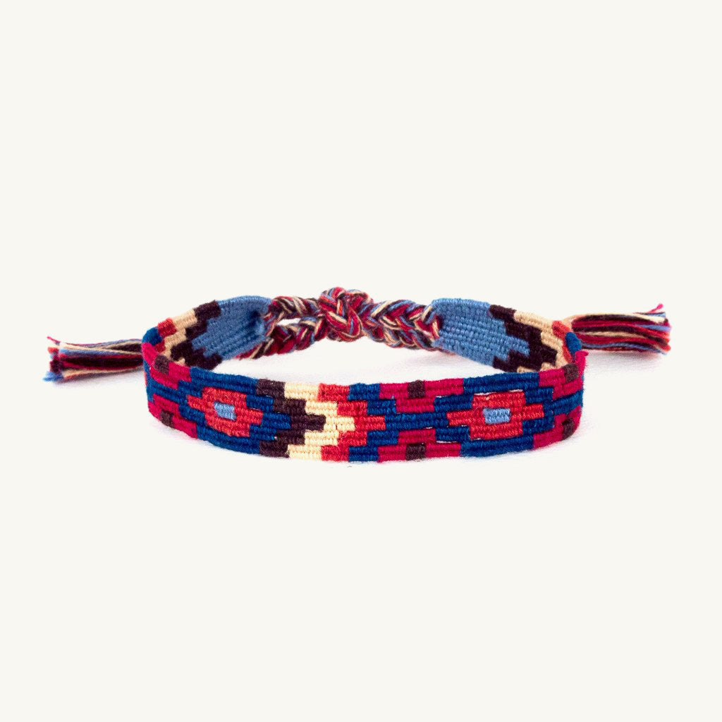 navy and red handwoven friendship bracelet
