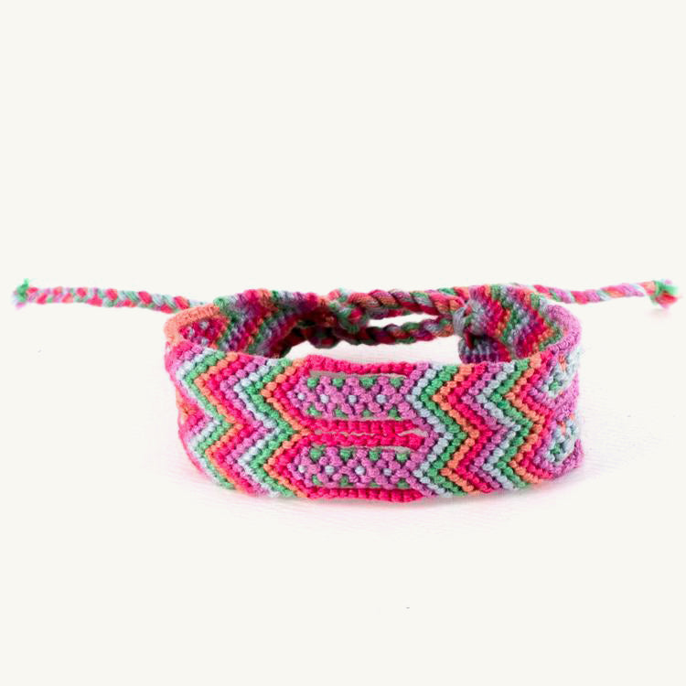wide Guatemalan friendship bracelet pastels