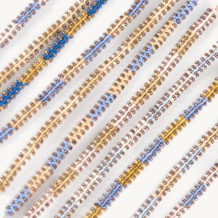 centipede friendship bracelet with beads along edges