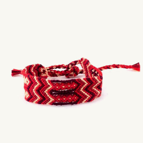 traditional mayan friendship bracelet in reds