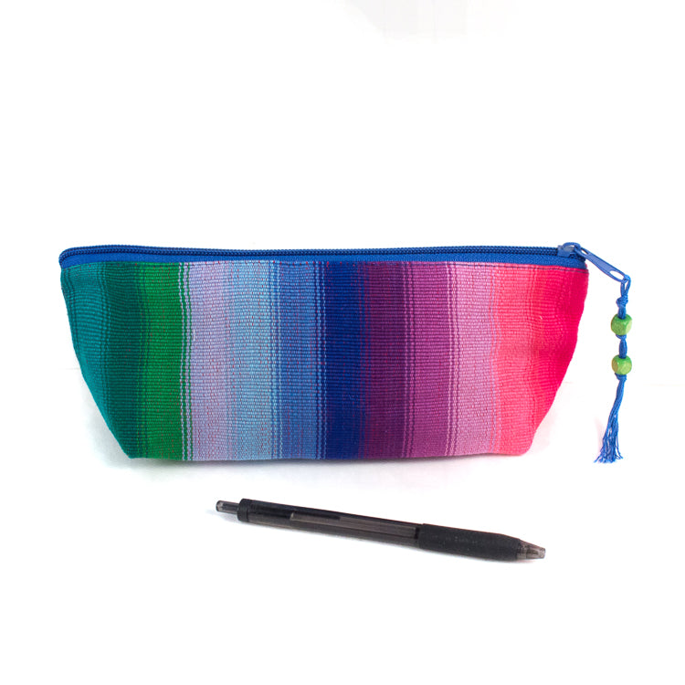 handwoven pencil case rainbow