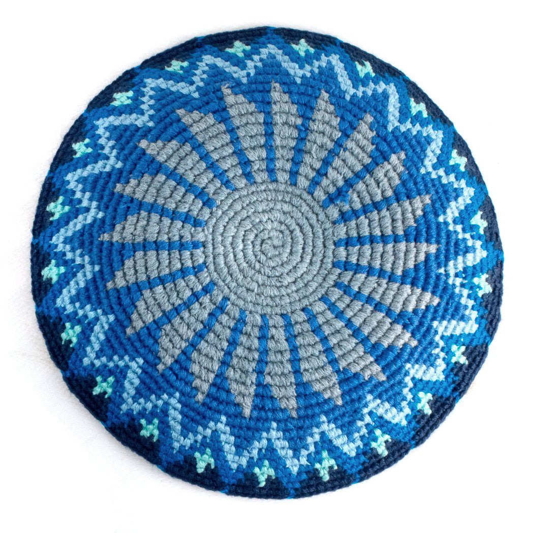 recycled denim kippah mandala design