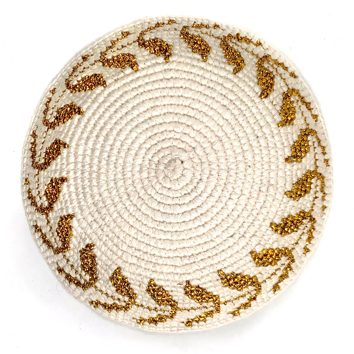 kippah with gold vine border