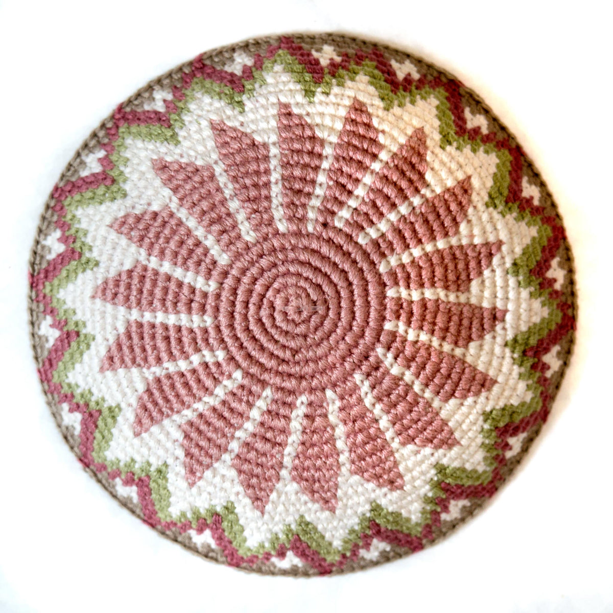 soft pink crocheted kippah