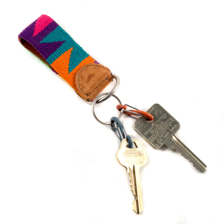 Cinta Key Fob  Handwoven Leather Keychain Made in Guatemala by Mayan Hands