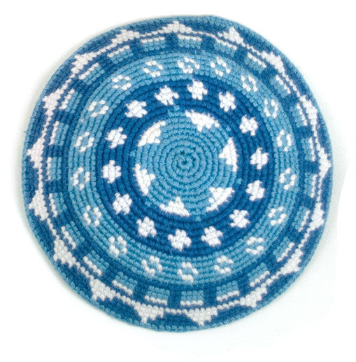 Fair Trade Crocheted Kippah - monochromatic blue