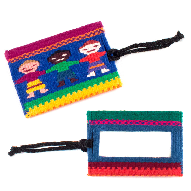 handwoven luggage tag, 3 children
