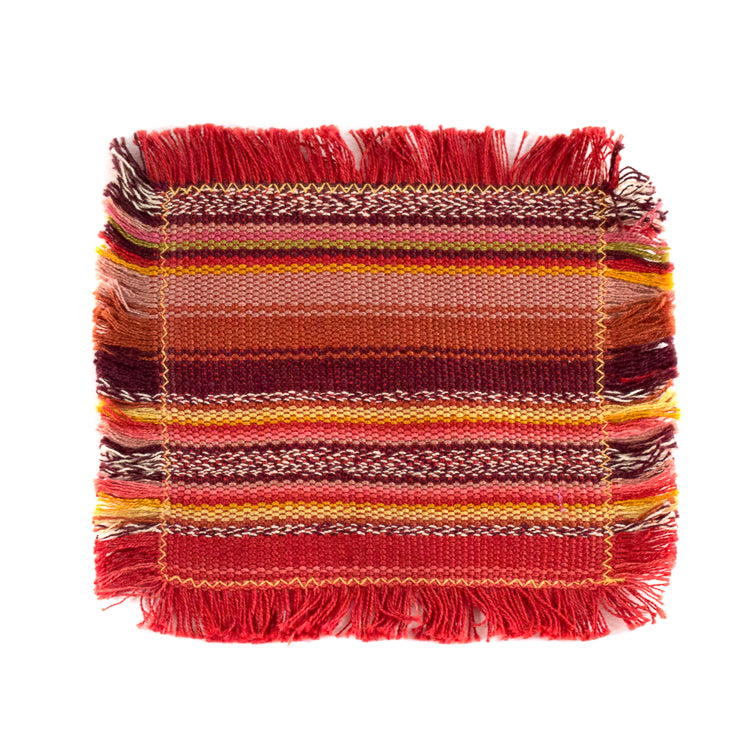 handwoven coasters, blue with recycled denim