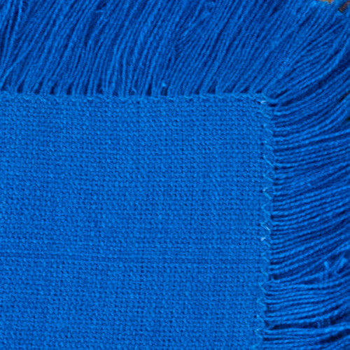 medium blue handwoven napkin with fringe detail