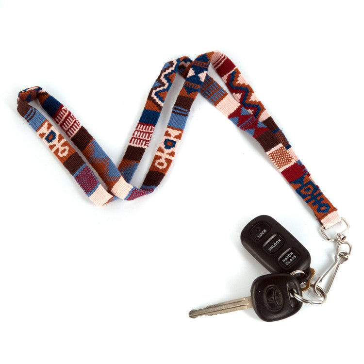 handwoven lanyard earth blue red earth tones