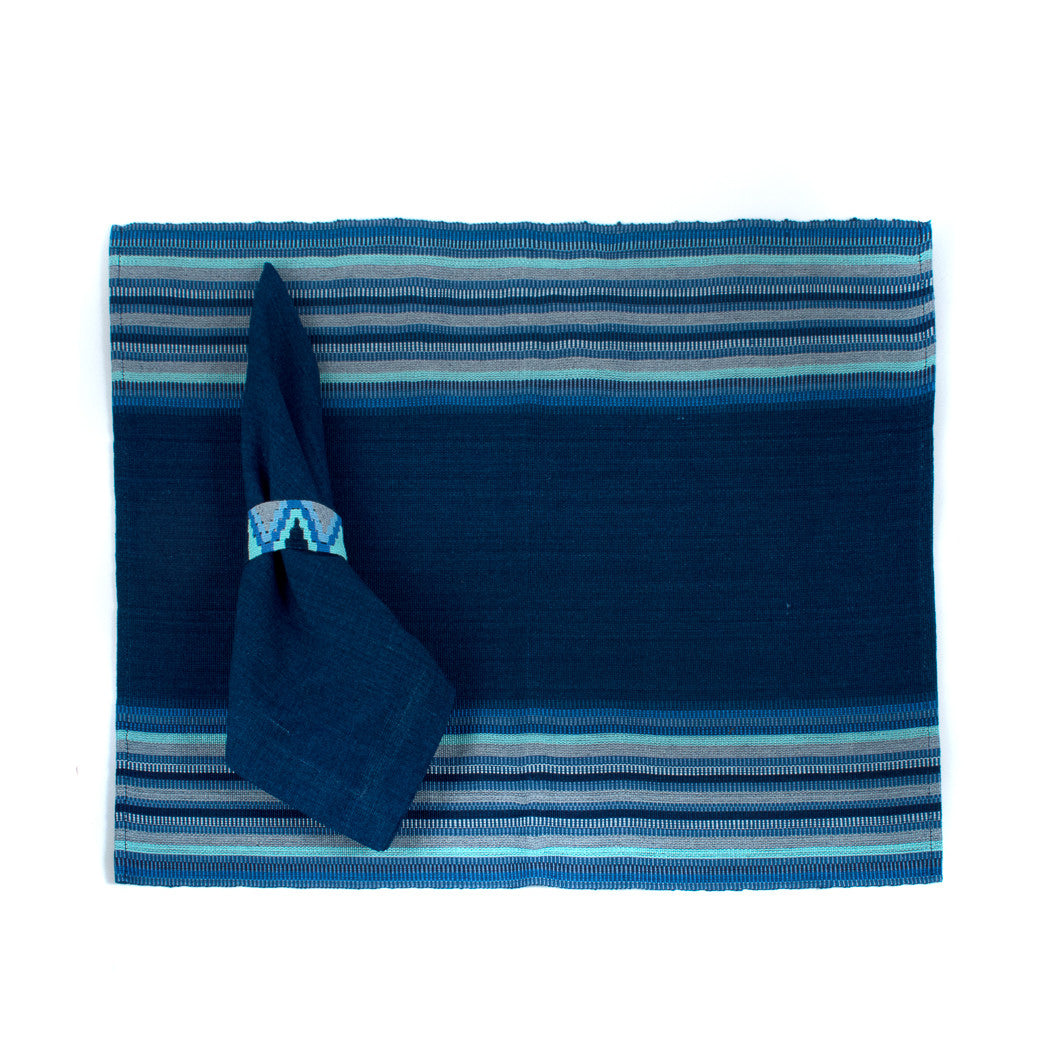 Handwoven Indigo and Blues Placemat